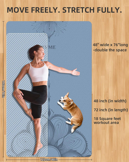 Large Yoga Mat (75.5"x47.6"x0.4"）Extra Wide & Thick 10mm, Non-Slip Exercise Mat, High-Density TPE Mat for Yoga Pilates & Home Gym Workouts