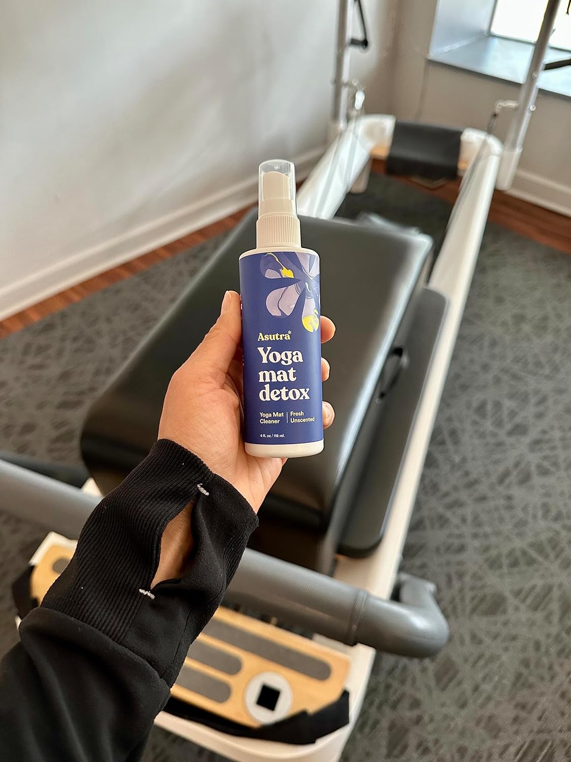 ASUTRA Yoga Mat Cleaner Spray (Peaceful Lavender), 4 fl oz - No Slippery Residue, Organic Essential Oils, Deep-Cleansing for Fitness Gear & Gym Equipment, Microfiber Towel Included