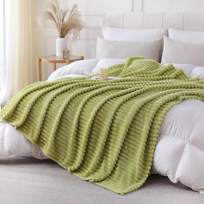 Khaki Throw Blanket for Couch Sofa 50x60 inches Striped Fleece Blankets Room Home Decor Lightweight Plush Soft Cozy Gifts for Women Mom Girls