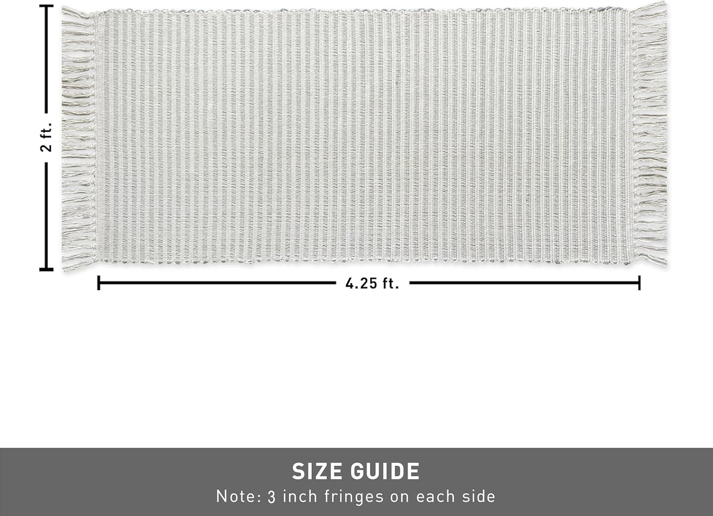 Chardin home Beige & Ivory Providence Runner 2.5x8 feet |Hand Woven Farmhouse Rug with Hand Knotted Fringes|Great in Kitchens entryways Hallways Bathrooms Meditation Yoga Mat|Reversible Cotton Rug