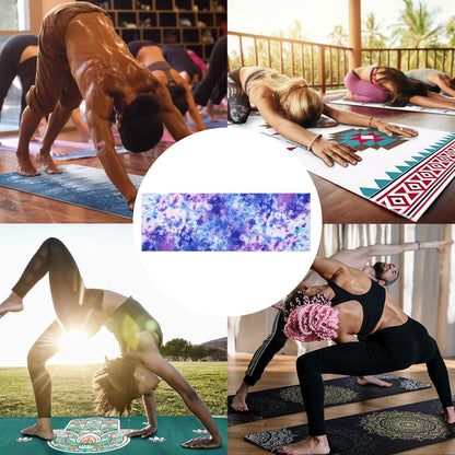 Yoga Mat Towel with Corner Pockets - Microfiber Yoga Towels for Hot Yoga Non Slip Moisture Wicking Sweat Absorbent, Tree of Life Yoga Towel Easy for Travel, Use in Hot Yoga,Bikram,Pilates and Fitness