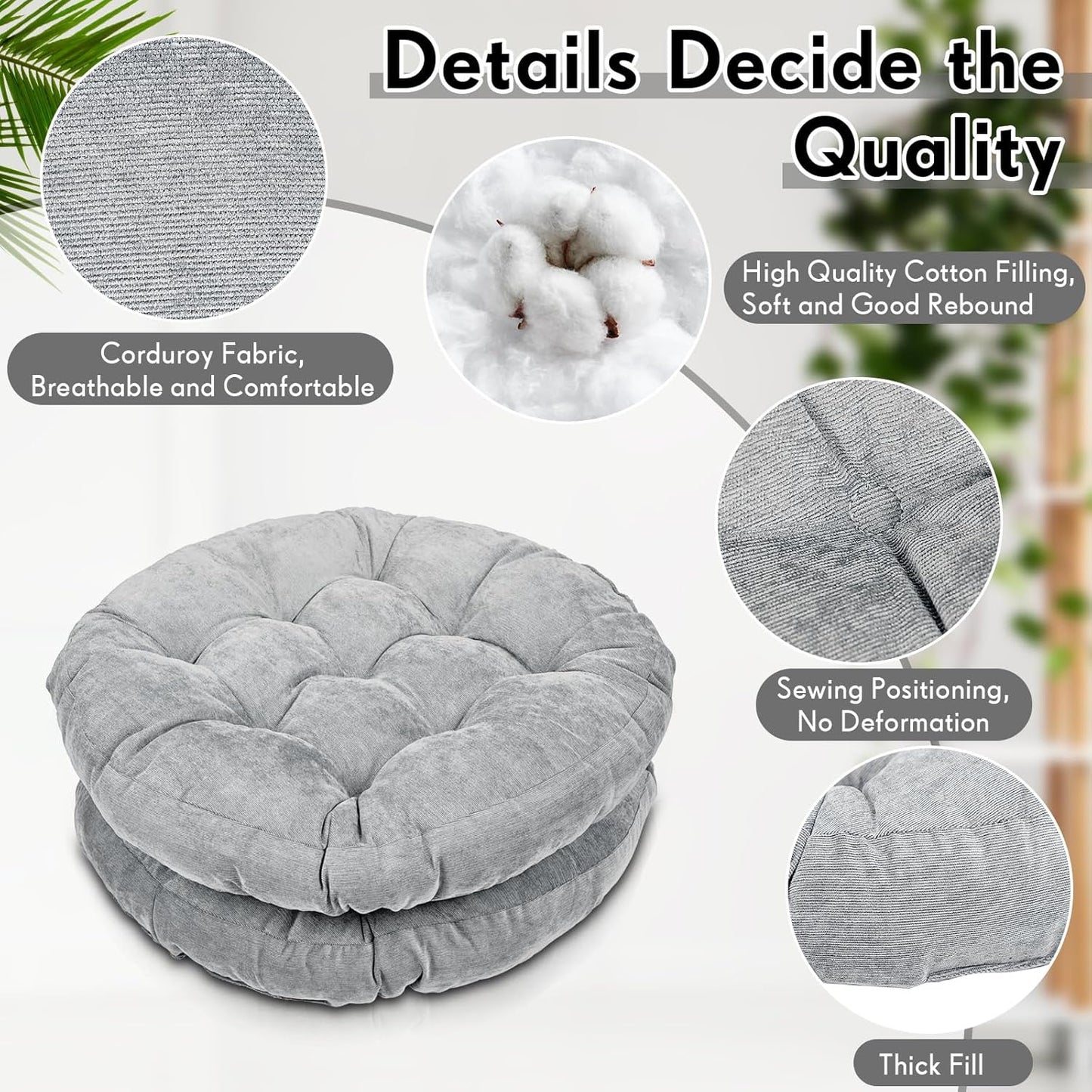 Jerify Floor Pillow Cushions Large Round Square Large Meditation Floor Pillow for Classroom Adult Meditation Picnic Party Seating Learning Daycare School(Square,Mixed Colors,4 Pcs)