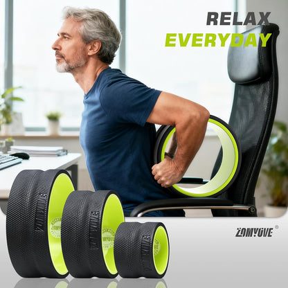 3 Pack Back Roller- Yoga Wheel for Back Pain Reliefn & Stretching, Back Wheel for Deep Tissue Massage, Foam Roller for Physical Therapy & Exercise