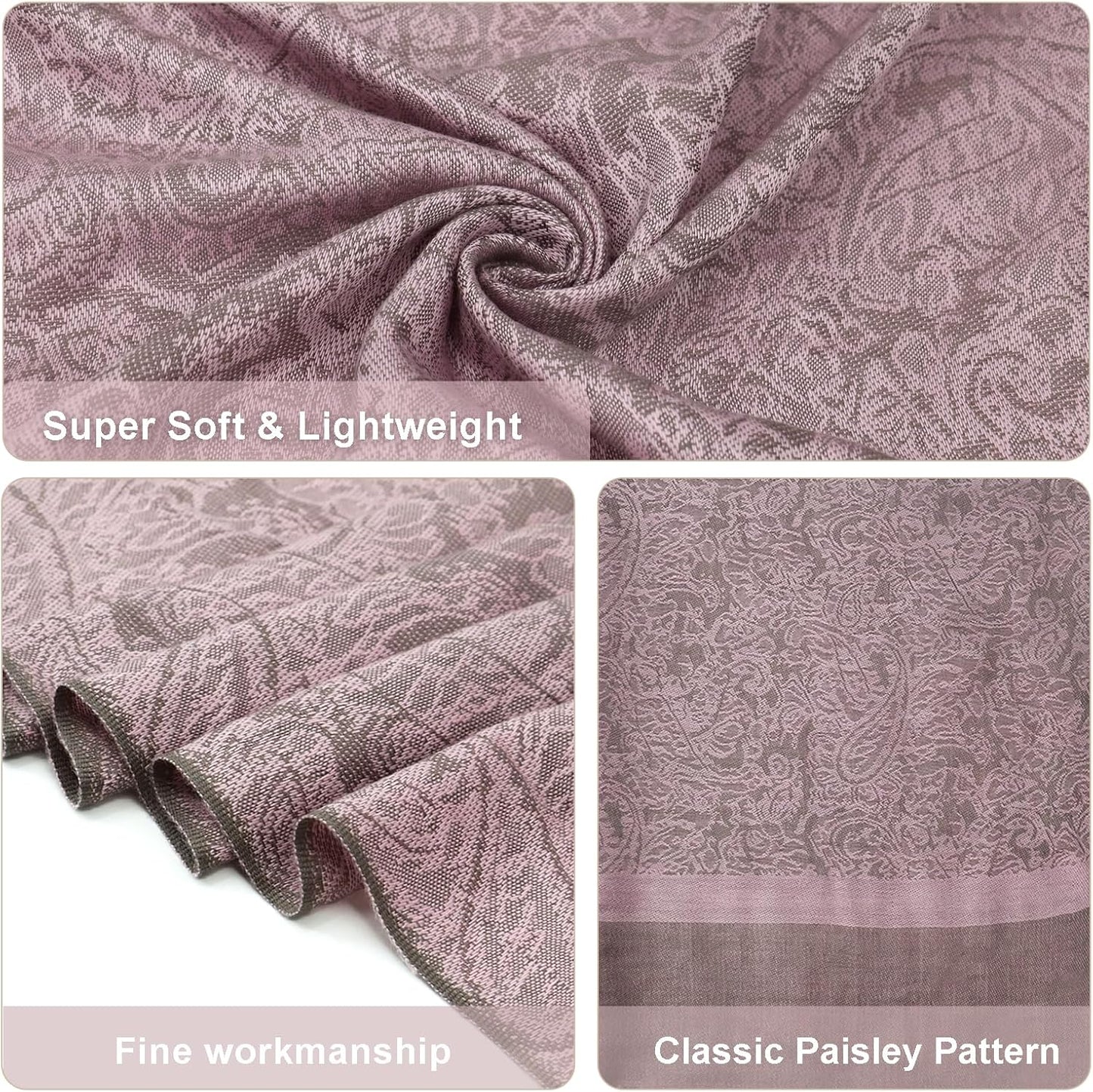 vimate Silky Paisley Pashmina Shawl Scarf-Women's Soft Double-side Jacquard Pashminas Wrap for Evening Dress Travel Shawl