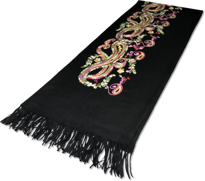 Urban CoCo Women's Embroidered Oversize Tassel Shawl Scarf Wraps for Women