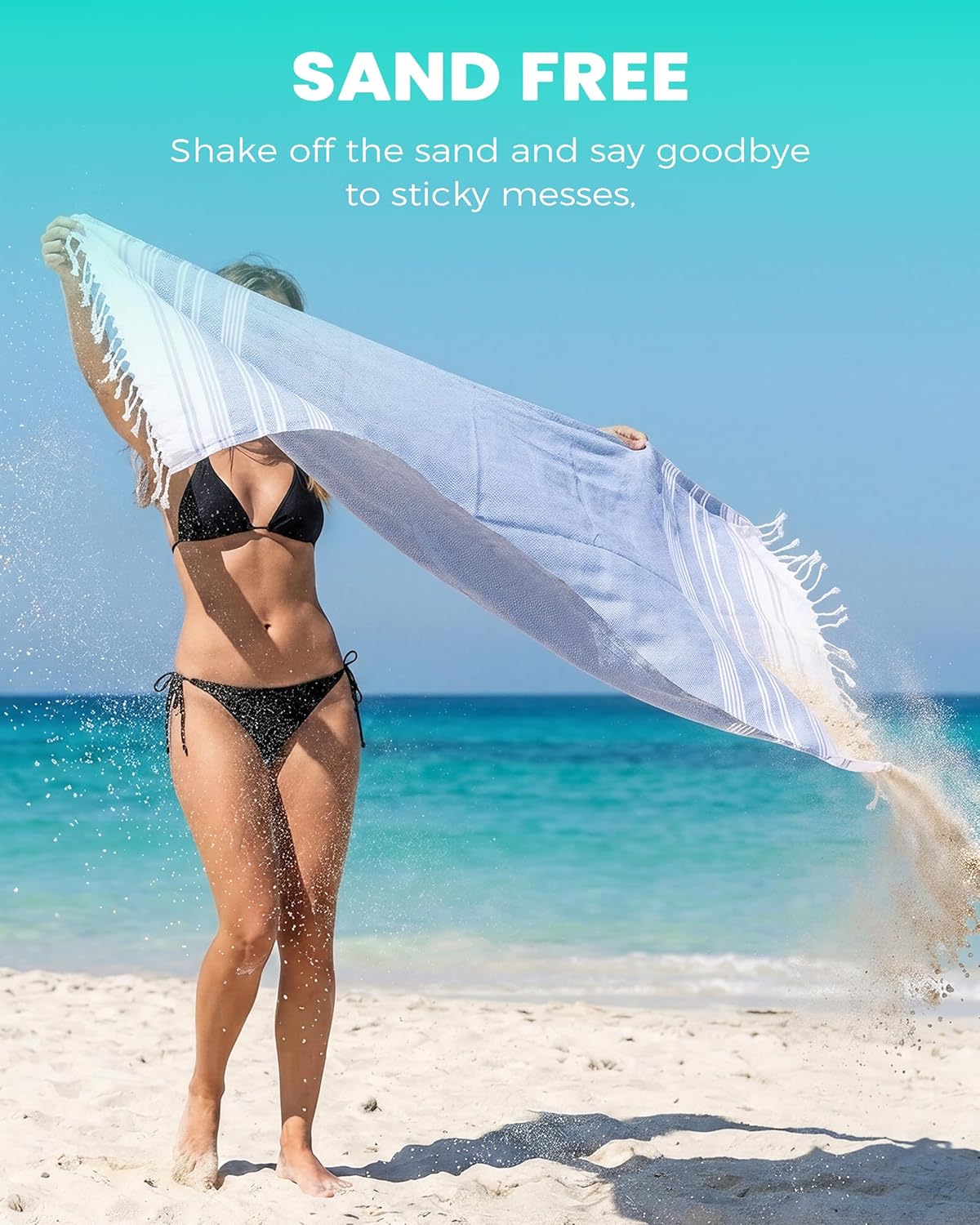Antfuny Turkish Beach Towels Vacation Essentials Quick Dry Sand Free Oversized Bath Pool Swim Towel Extra Large XL Blanket Adult Travel Cruise Accessories Must Haves Clearance Stuff Necessities - Colors A
