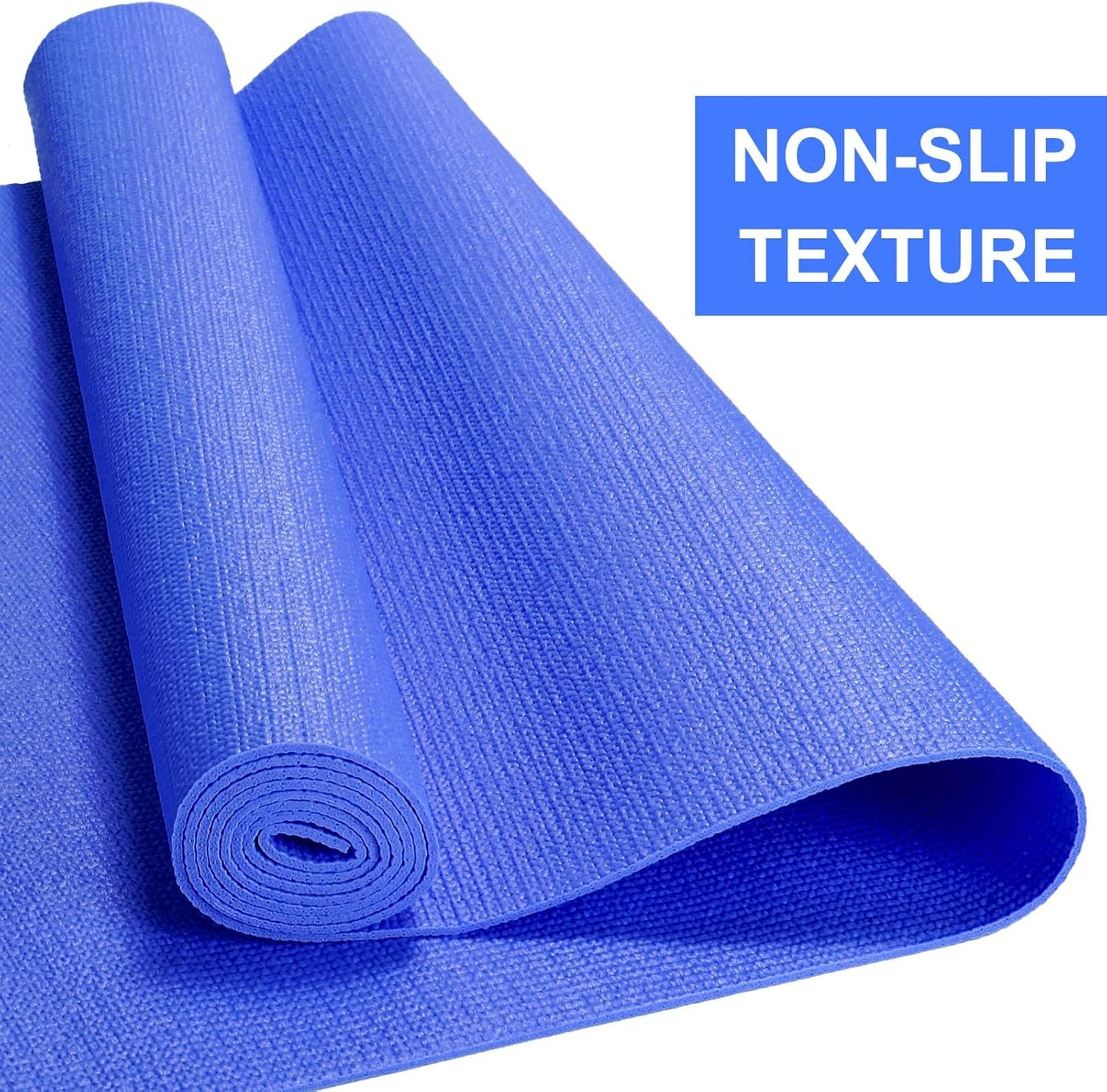 3 mm Thick Yoga Mat Bulk, Non Slip Exercise Workout Fitness Pad for Women Men, Gym Home Yoga Pilates, Easy to Clean, Sturdy PVC