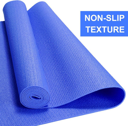 3 mm Thick Yoga Mat Bulk, Non Slip Exercise Workout Fitness Pad for Women Men, Gym Home Yoga Pilates, Easy to Clean, Sturdy PVC