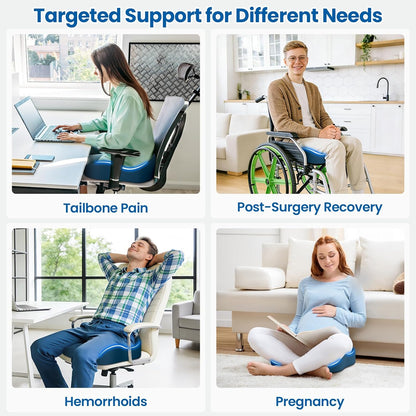 SweetSlubr Large Donut Pillow Seat Cushion for Hemorrhoid Discomfort&Tailbone Pressure, Office Chair Cushion for Long Sitting, Ergonomic Coccyx Pillow for Postpartum Pregnancy, Lifting Cushions, Black