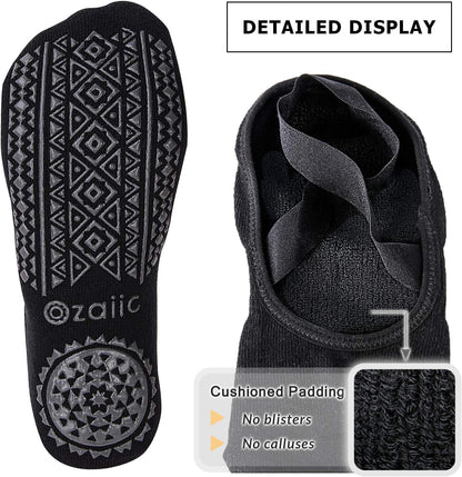 Ozaiic Pilates Socks for Women Non Slip Grip, Yoga Socks with Grippers for Barre, Hospital, Ballet, Dance, Barefoot Workout