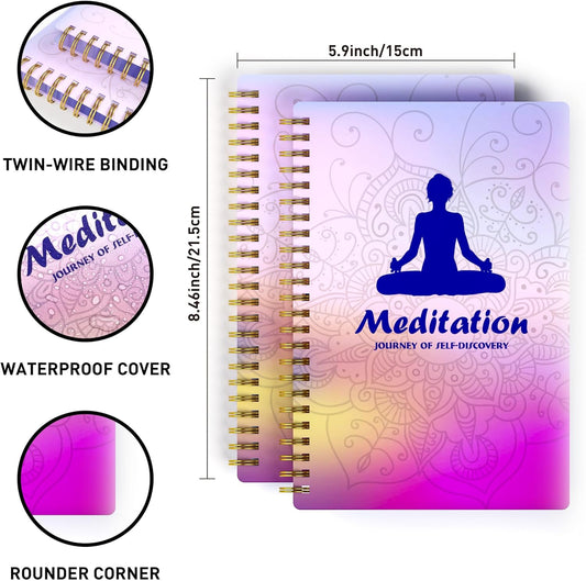 A5 Meditation Journal: Daily Reflection Notebook for Spiritual Serenity & Self-Discovery - Ideal Gift for Beginners, 100gsm Thick Paper, Twin-Wire Binding