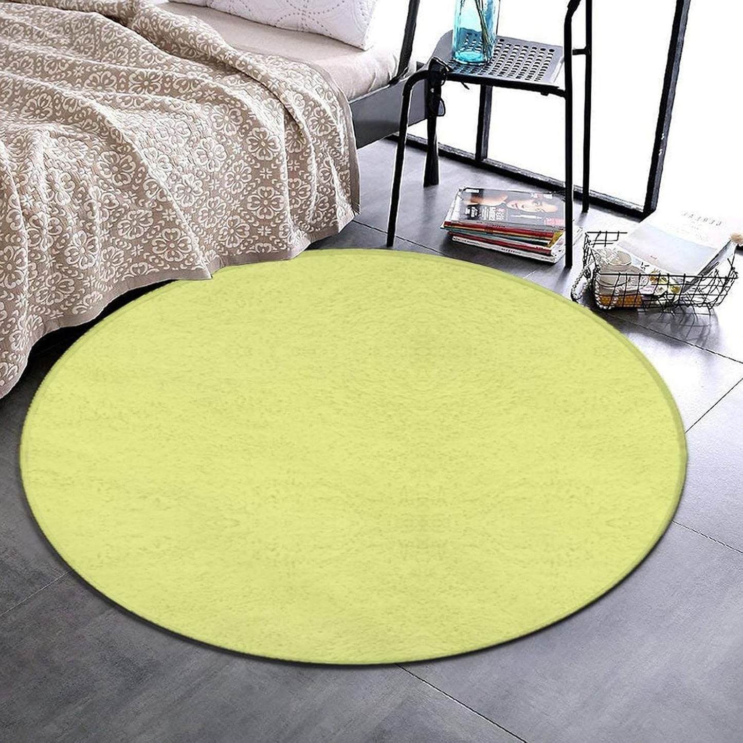 Women's Large Home Decor Mat, Soft Round Yoga Carpet, Non Slip Machine Washable Home Office Circle Rug Purple
