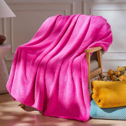 NEWCOSPLAY Super Soft Throw Blanket Light Purple Premium Silky Flannel Fleece Leaves Pattern Lightweight Bed Blanket All Season Use (Light Purple, Throw(50"x60")) - Colors B