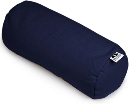 Buckwheat Neck Bolster, Husk Cervical Sleep Roll, Great for use as Body Pillow or in Your Yoga Practice (Midnight Blue)