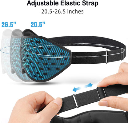 LitBear Breathable Sleep Mask, 3D Eye Mask Sleep for Side Sleepers Women Men, Light Blocking Sleeping Mask with Adjustable Strap, Soft Lightweight Eye Cover for Travel, Night Work, Nap, Office - Blue