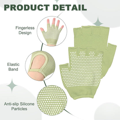 Yoga Gloves, Non Slip Fingerless Pilates Gloves Breathable Exercise Workout Mittens