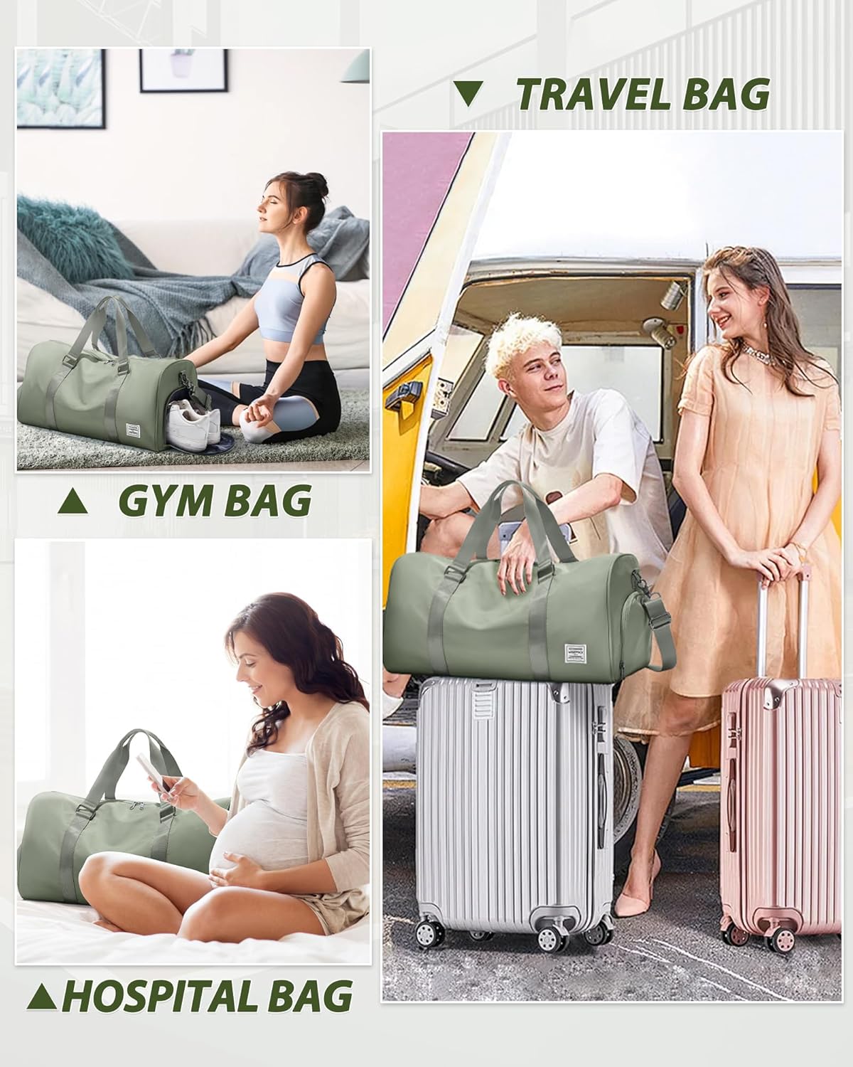 Gym Bag Womens Mens with Shoes Compartment and Wet Pocket Travel Duffel Bag for Women for Plane Sport Gym Tote Bags Swimming Yoga Waterproof Weekend Overnight Carry on Bag Hospital Holdalls - Colors A