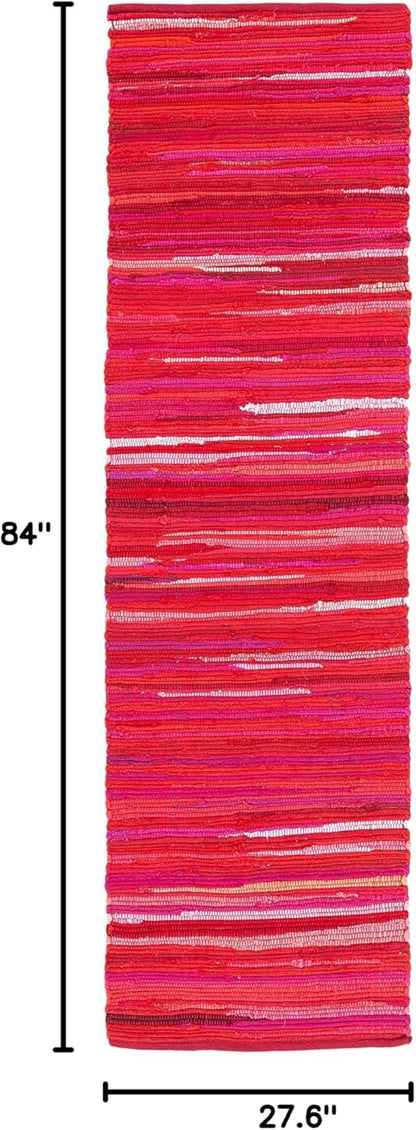 SAFAVIEH Area Rug 3x5 - Rag Rug Collection - Blue & Multi, Handmade Cotton, Boho Stripe Pattern, Ideal for Entryway, Living Room, Bedroom, Dining Space (RAR130B)