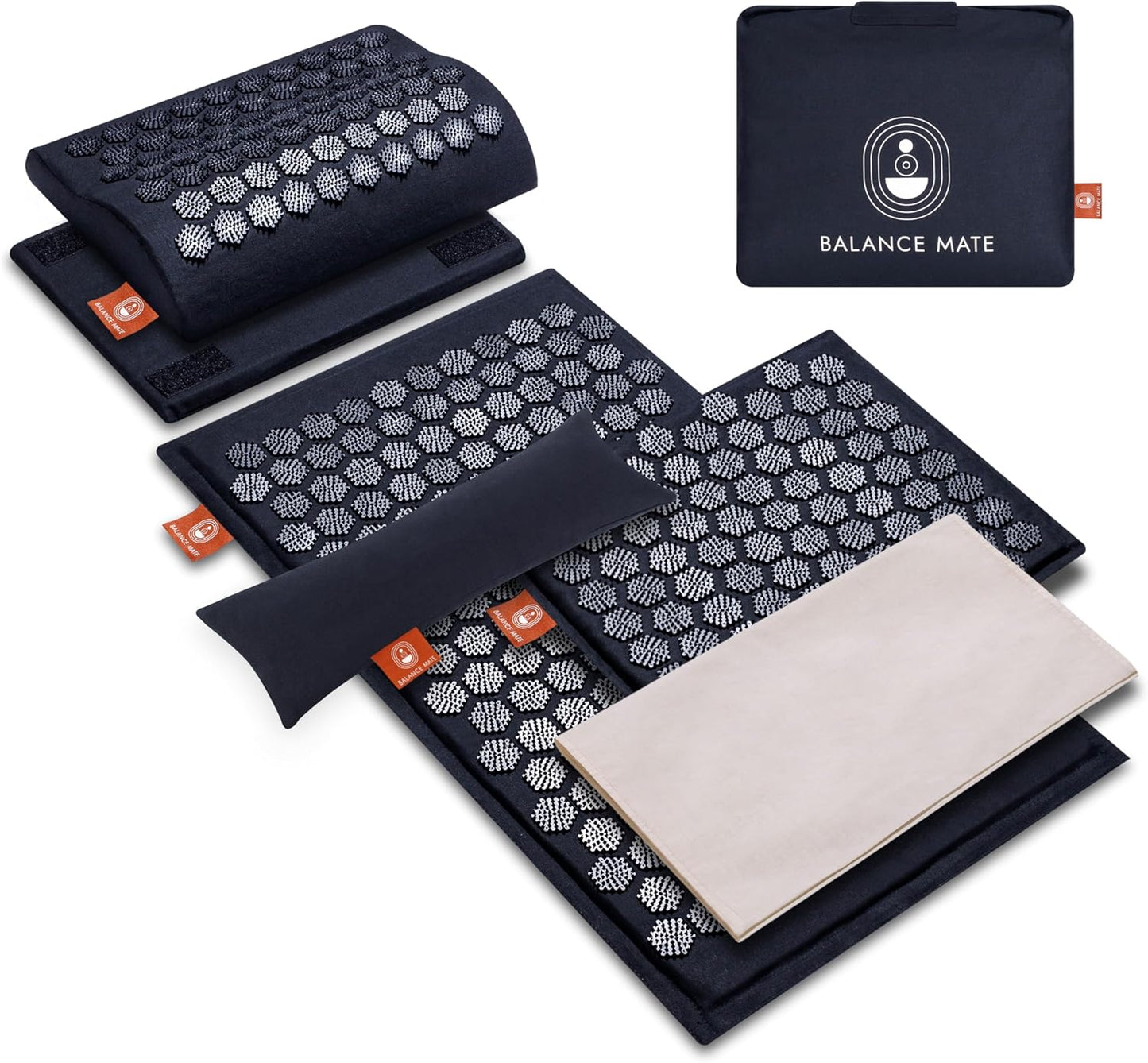 BalanceMate® Acupressure Mat Set with 6,210 Pressure Points for Pain Relief and Relaxation Kit for Back, Neck, and Sleep – Yoga and Meditation Pillow (Soft Cream)