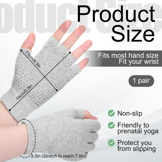 1 Pair of Pilates Gloves with Grips for Women, Yoga Gloves with Grips for Women, Fingerless Workout Glove for Pilates Yoga Exercise