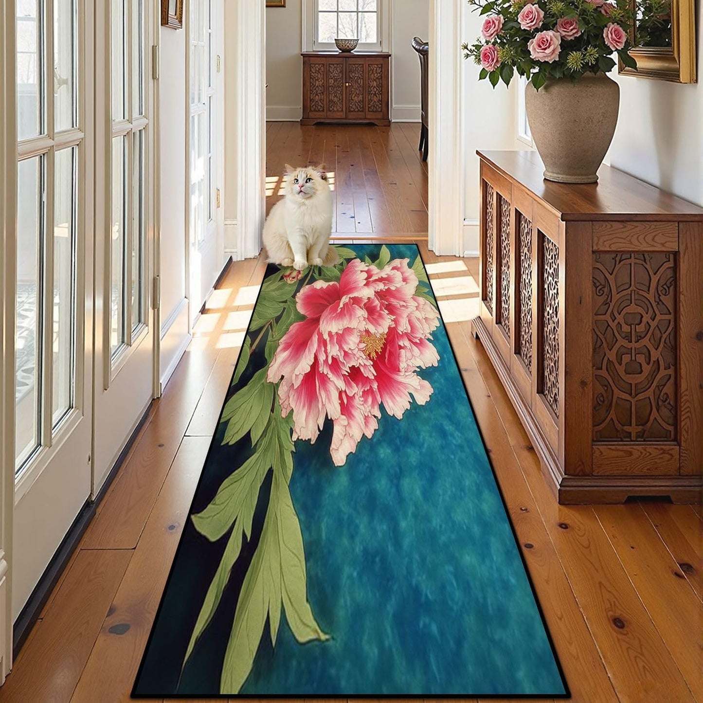 Runner Rug Washable 2x8 Leopard Print Seamless Leopard Skin Fashionable Cheetah Fur Non-Slip Hallway Area Rug Indoor Outdoor Home Decor for Entryway Bathroom Kitchen Carpet Yoga Floor Mat