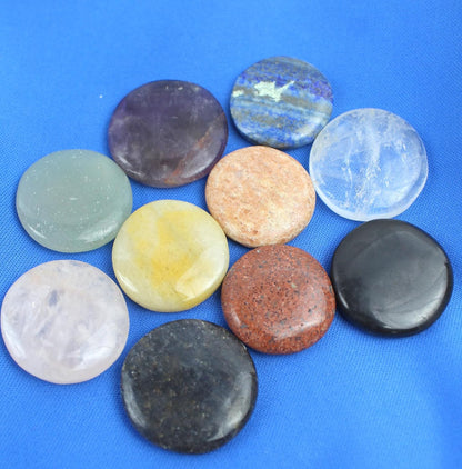 Chakra Healing Crystals Set of 10 Round Stones – Natural Gemstone Collection for Reiki, Meditation, Balancing, Yoga, Energy Work, Home Décor & Gifting