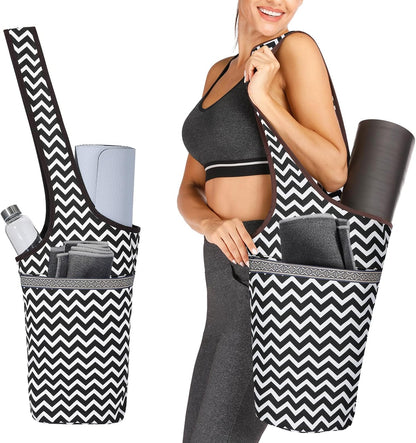 Ewedoos Canvas Yoga Mat Bag Fits Most Mats Yoga Bag with Large Storage Pockets to Hold More Accessories Ideal for Pilates Workout Gifts & Travel
