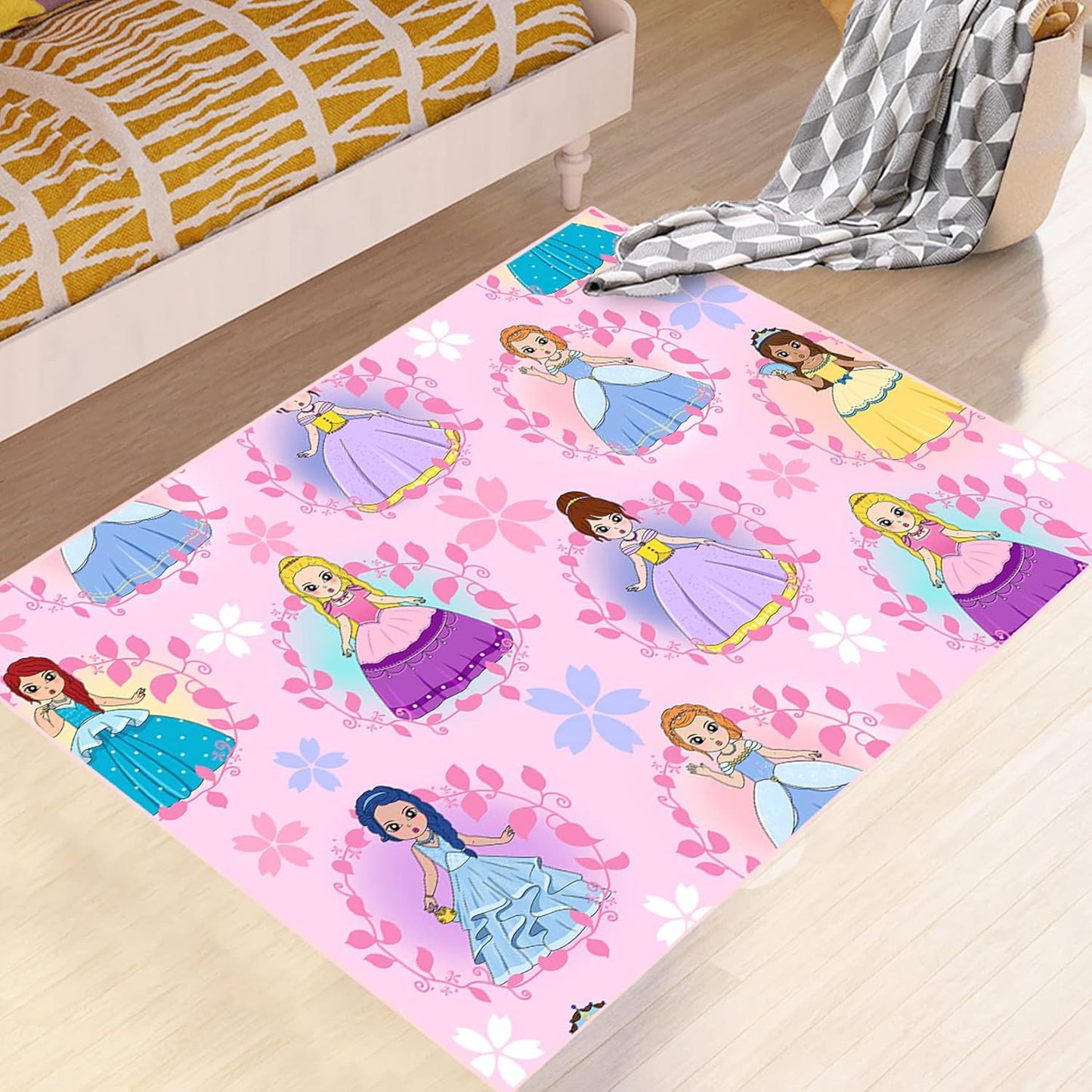 Black Girl Area Rug for Bedroom African Black Girls Floor Rugs for Living Room Playroom Cartoon Art Home Decor Soft Yoga Mats for Women Afro Purple 47" x 31" (2.7 x 3 Feet)