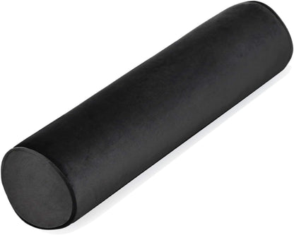Memory Foam Roll Pillow for Knee/Leg/Neck - Full Moon Bolster/Round Cylinder Pillow for Sleeping on Side or Back - Removable Cooling Cover Length 18" x 6" Diameter (Gray Pink)