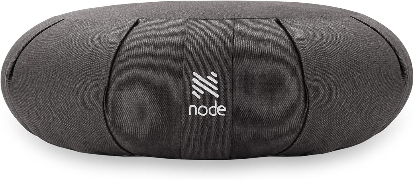 Zafu Meditation Cushion, 15" Round Buckwheat Yoga Pillow with Organic Cotton Cover - Gray
