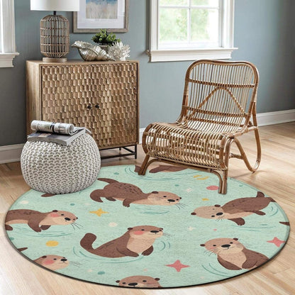 Soft Round Yoga Carpet, Office Chair Decor Round Mat for Carpet and Hardwood Floors Purple Butterfly