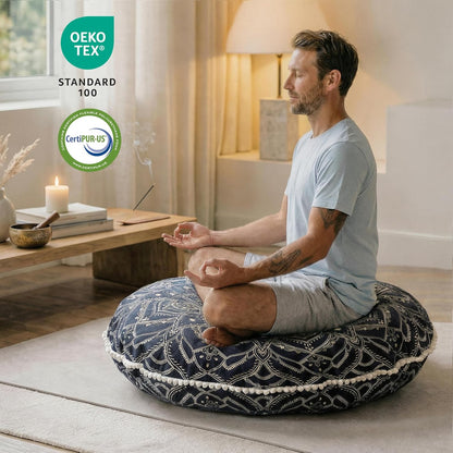Codi Meditation Floor Pillow Set of 2, Round Large Pillows Seating for Adults, Bohemian Mandala Circle Cushion for Outdoor Fireplace Yoga Living Room, 32 Inch, Memory Foam Added, Purple Orchid NEW