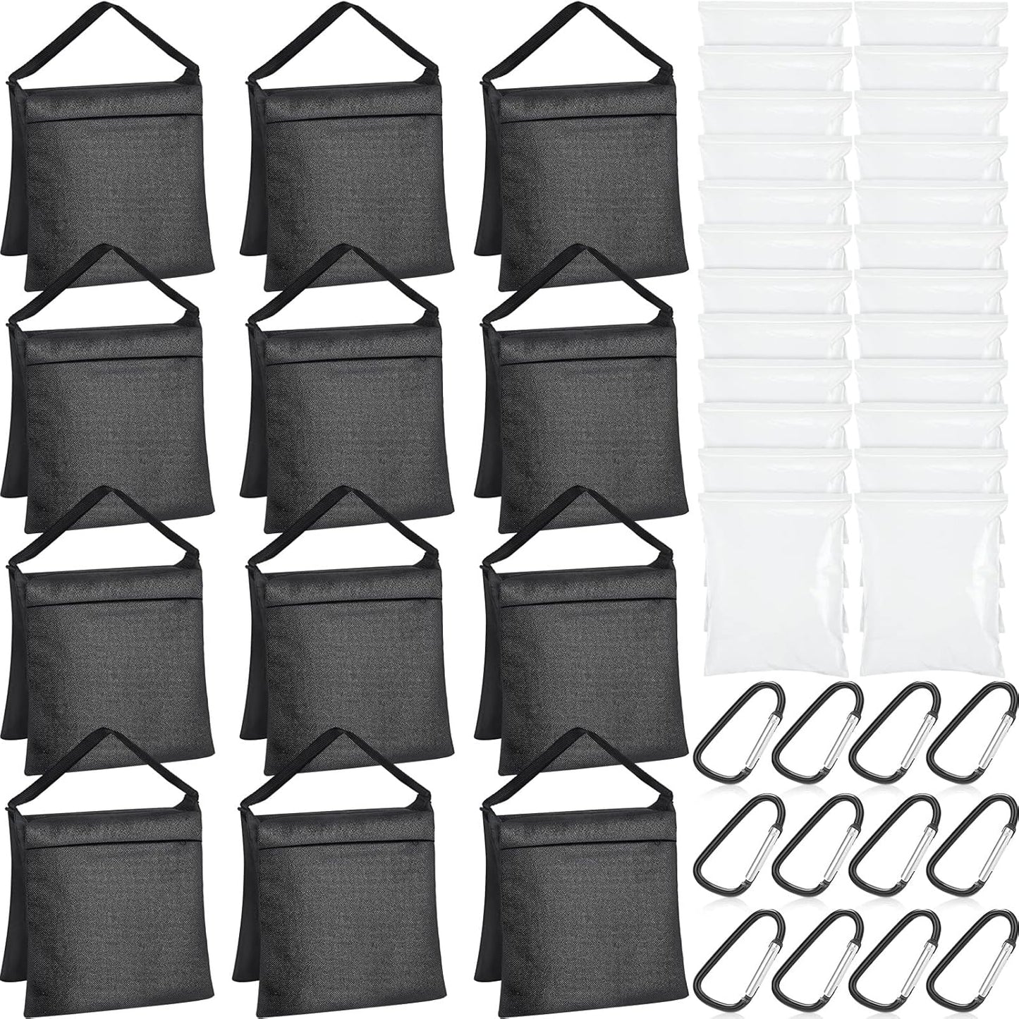 12 Packs Photography Weight Bags Photo Studio Filled Weight Bag Empty Heavy Sandbag Set for Photography Tripod Stand Light Stand Sports Outdoor Photo Video Studio Boom Brackets (Black)