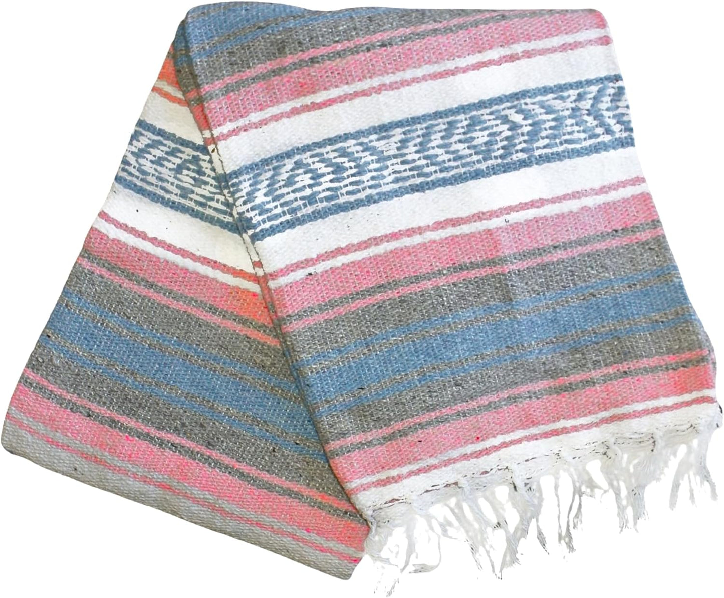 Del Mex Classic Mexican Blanket, Large Authentic Woven Falsa Throw (70"x50"), Artisan Southwest Décor for Beach, Yoga, Outdoors (Lavender)