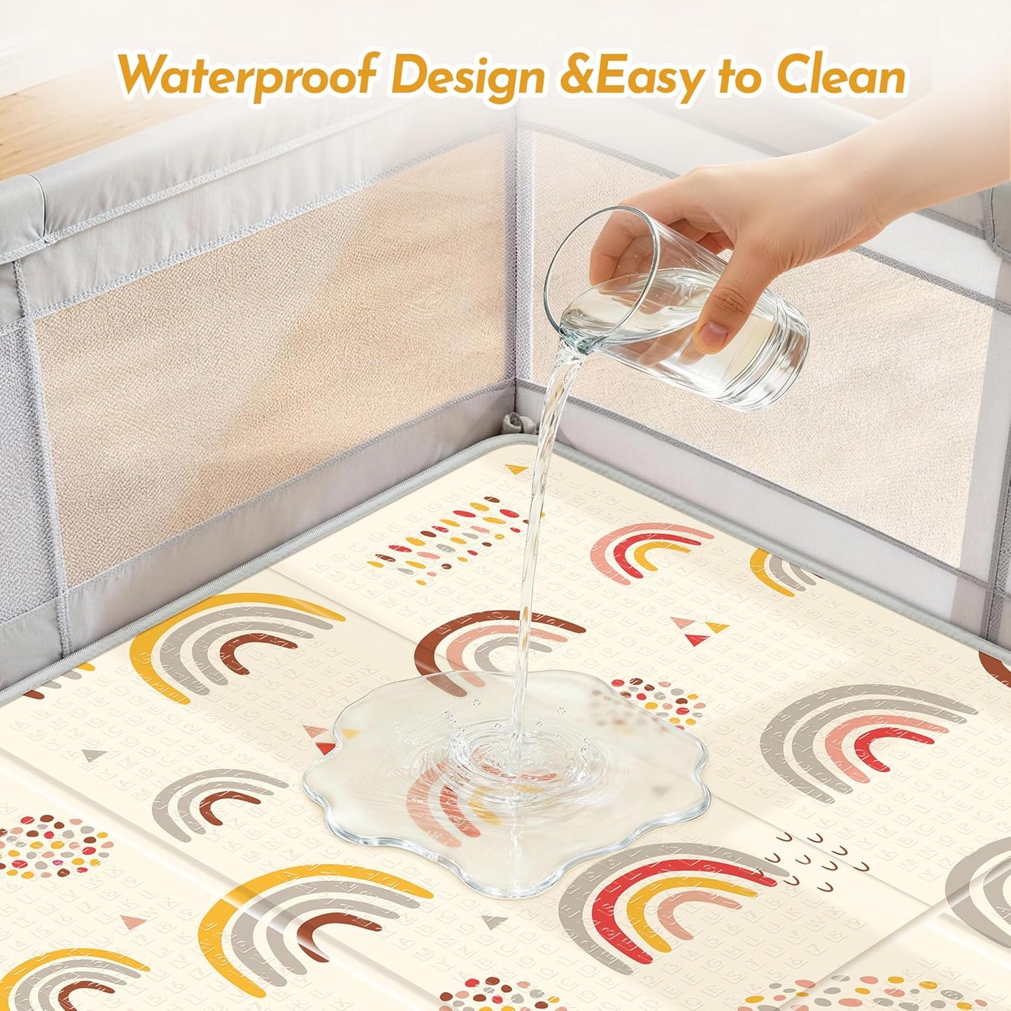 Extra Large Baby Play Mat 79x70, Foldable Baby Play Mat for Floor, Waterproof, Safe & Thick Playmats for Babies and Toddlers, Non-Slip Backing Safe for Crawling&Tummy Time, Indoor & Outdoor Use