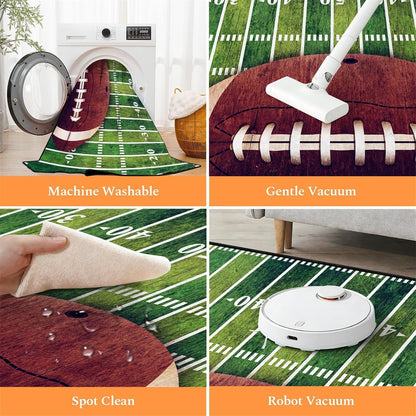 Sports Field Area Rug,5x7ft, Soccer Field Chalked Blackboard Football Stadium Board Painted Non-Slip Soft Carpet Floor Mat Indoor Living Room Bedroom Rugs Yoga Mat Home Decor