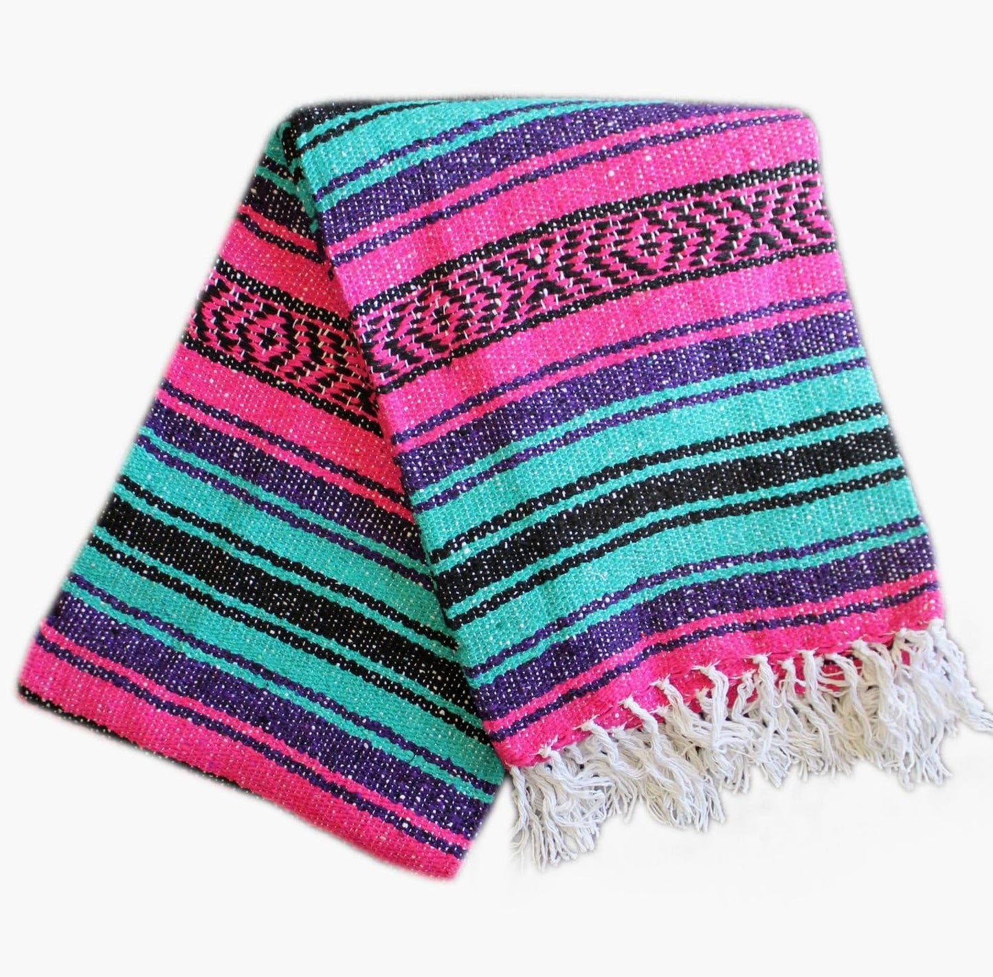 Del Mex Classic Mexican Blanket, Large Authentic Woven Falsa Throw (70"x50"), Artisan Southwest Décor for Beach, Yoga, Outdoors (Lavender)