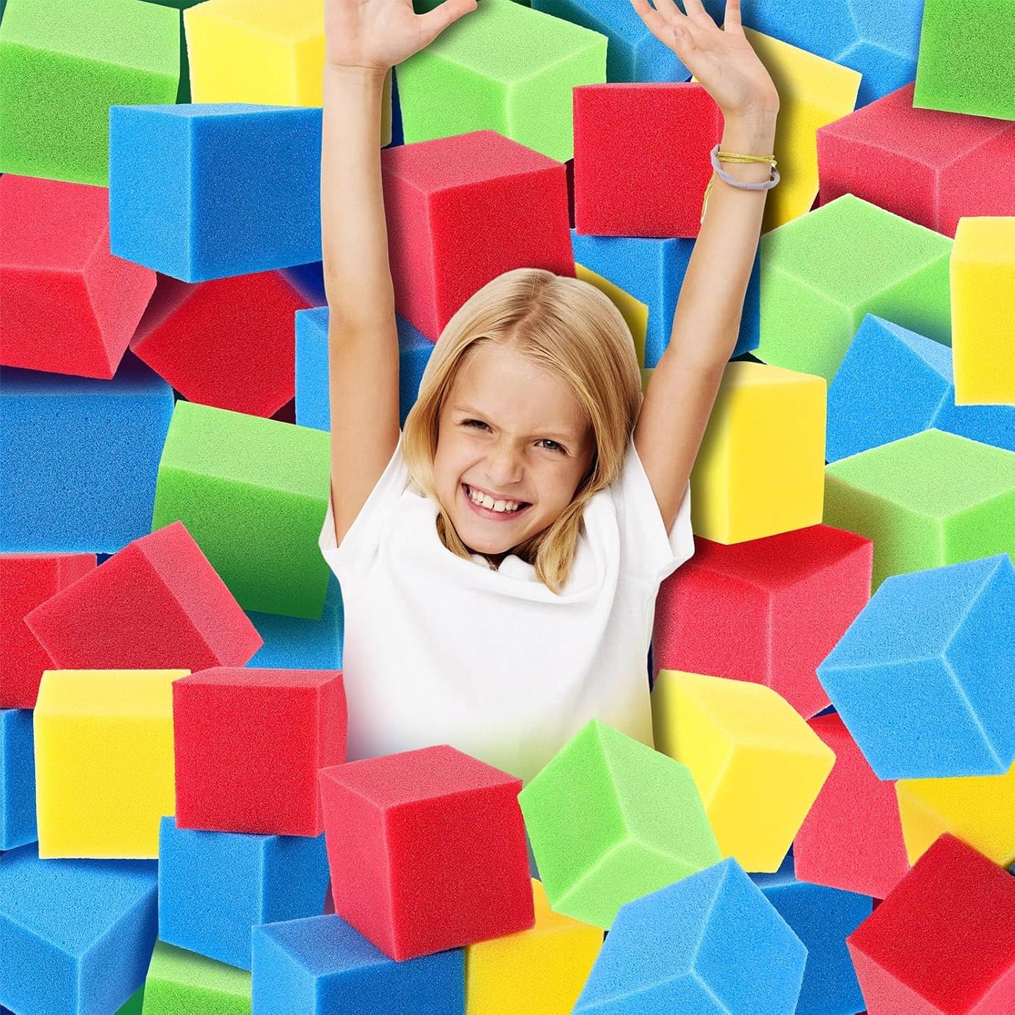 VioraWhite Foam Pit Cubes Blocks 3.1 x 3.1 x 3.1 Inch Colorful Flame Retardant Educational Autistic Building Blocks for Trampoline Arenas, Gymnastics, Parkour Courses Skateboard Parks Playground