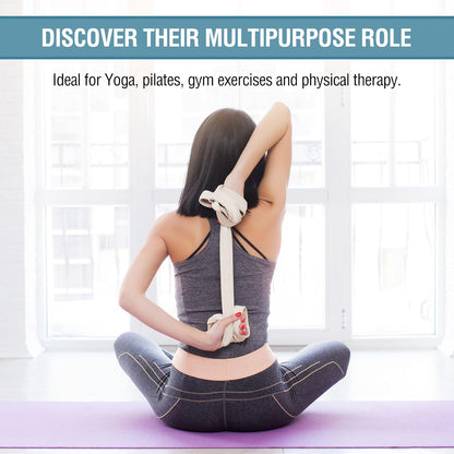 2-PACK or 5-PACK Yoga Exercise Adjustable Straps 8Ft | BONUS eBook | with Durable D-Ring For Pilates & Gym Workouts | Hold Poses, Stretch, Improve Flexibility & Maintain Balance
