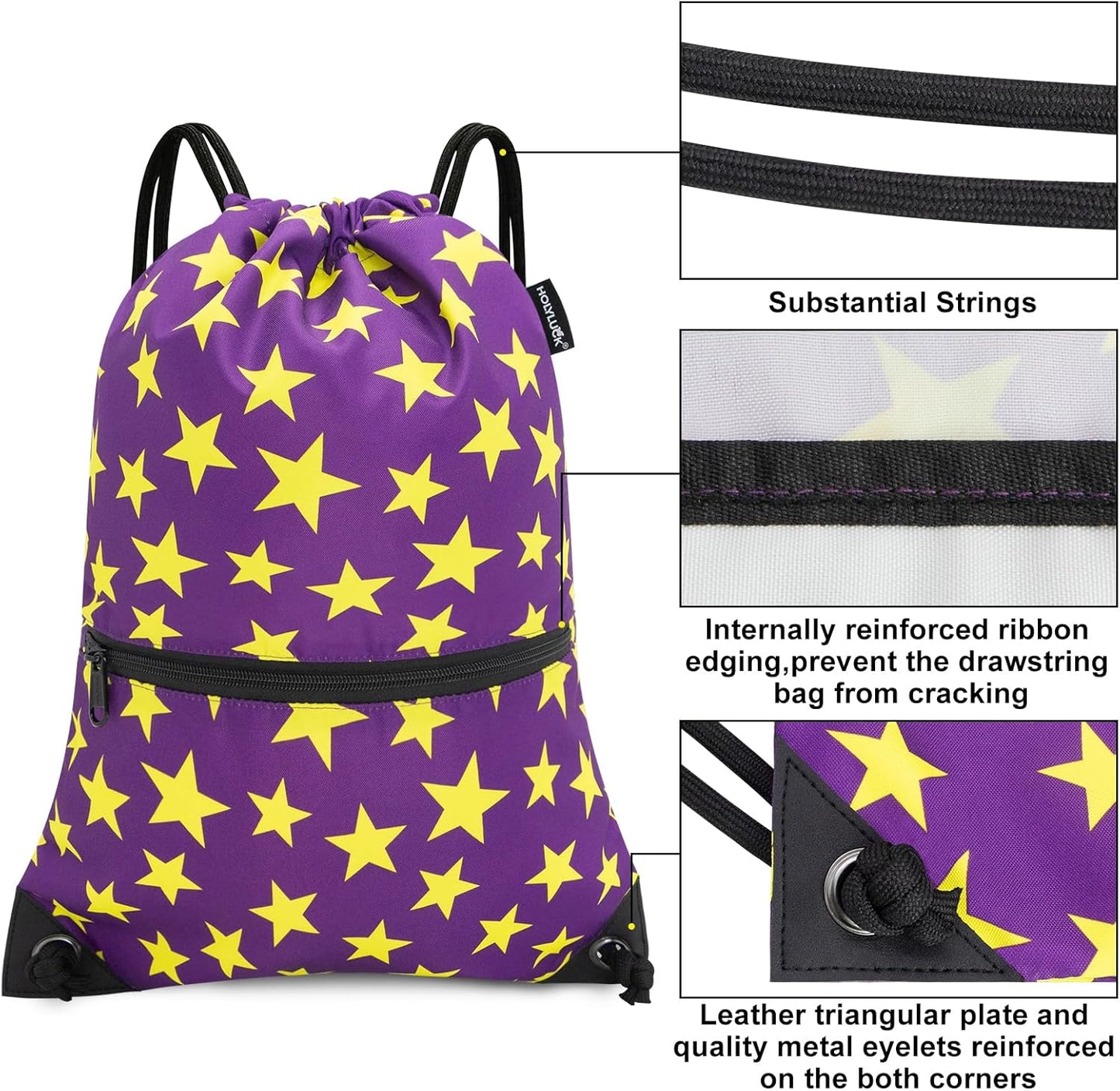 HOLYLUCK Drawstring Backpack Bag Sport Gym Sackpack - Colors A