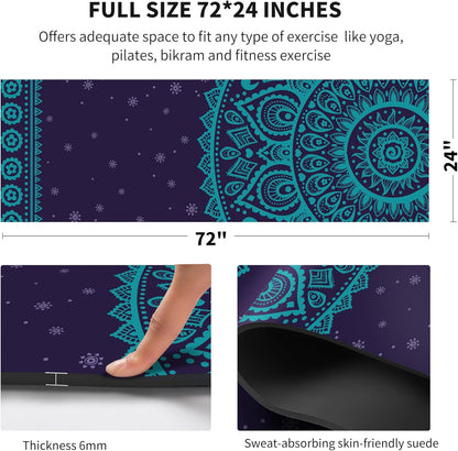 nuveti Yoga Mat Print Extra Thick TPE Non Slip Fitness Exercise Mat with Carrying Bag,72"x24" Extra Thick 6MM Exercise & Workout Mat for Yoga, Pilates Fitness and Floor Exercises - Colors B