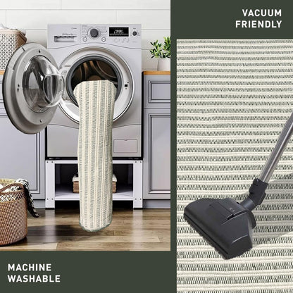 Chardin home Beige & Ivory Providence Runner 2.5x8 feet |Hand Woven Farmhouse Rug with Hand Knotted Fringes|Great in Kitchens entryways Hallways Bathrooms Meditation Yoga Mat|Reversible Cotton Rug