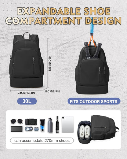 Gym Backpack for Women Men,Cheer bag,Lightweight Gym Bag with Shoe Compartment, Waterproof Sports Backpack with Wet Pocket, Black