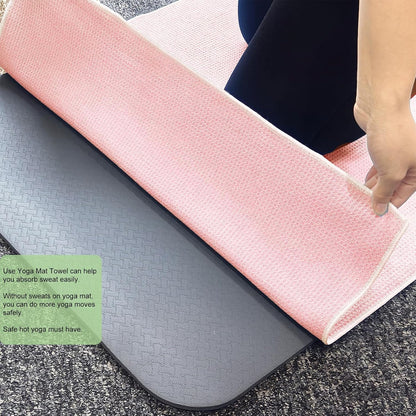 Yoga Mat Towel Non Slip for Hot Yoga, with a Sweat Towel, Anti-Slip Silicone Grip Dot, Waffle Fiber 400GSM,72'' x 25'' Mat Size,Grippy Yoga Mat Towel, Soft Absorbent for Hot Exercise,Bikram,Pilates