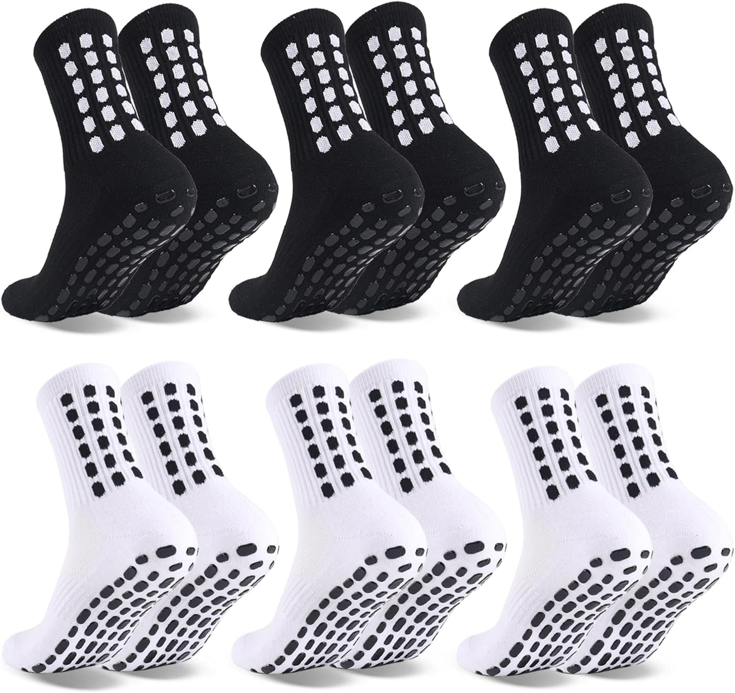 Barrlves 6 Pairs Grip Soccer Socks Colorful Non Slip Sports Football Basketball Hospital Yoga Socks for Men Women