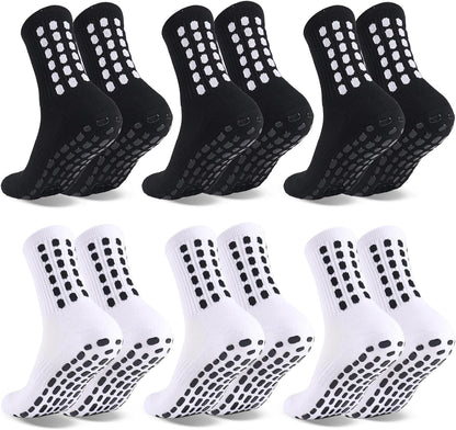 Barrlves 6 Pairs Grip Soccer Socks Colorful Non Slip Sports Football Basketball Hospital Yoga Socks for Men Women