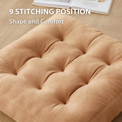 Meditation Floor Pillow Set of 1, Square Large Pillows Seating for Adults, Meditation Cushion Pillow,Tufted Corduroy Cushion for Tatami Living Room or Yoga, Light Gray, 22x22 Inch