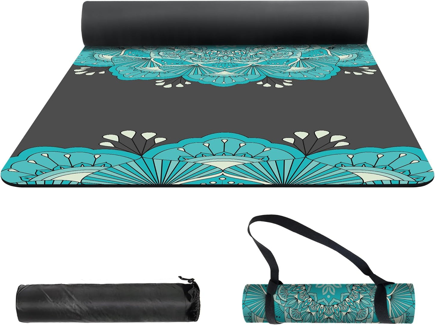nuveti Yoga Mat Print Extra Thick TPE Non Slip Fitness Exercise Mat with Carrying Bag,72"x24" Extra Thick 6MM Exercise & Workout Mat for Yoga, Pilates Fitness and Floor Exercises - Colors A