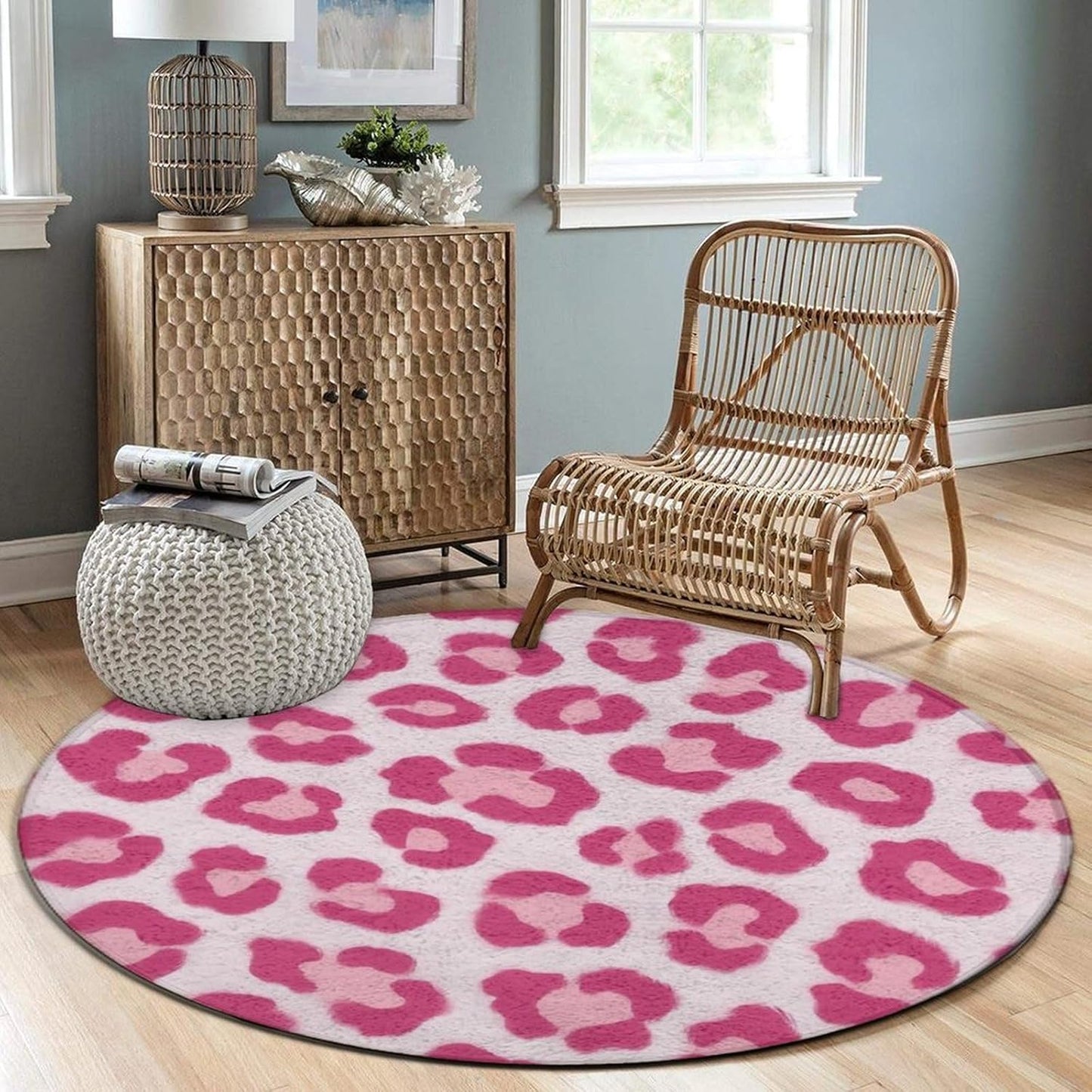 Soft Round Yoga Carpet, Office Chair Decor Round Mat for Carpet and Hardwood Floors Purple Butterfly