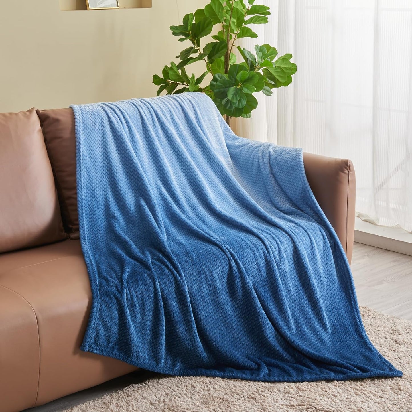 NEWCOSPLAY Super Soft Throw Blanket Light Purple Premium Silky Flannel Fleece Leaves Pattern Lightweight Bed Blanket All Season Use (Light Purple, Throw(50"x60")) - Colors B